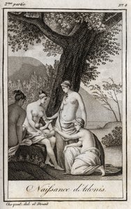 Adonis är född. Gravyr från 1819 i "Lettres a Emilie sur la mythologie" av Charles Albert Demoustier (1760-1801). Privat samling. av Anonymous Anonymous