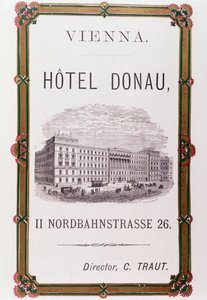 Reklamaffisch för Hotel Donau i Wien. Österrike 1874 Privat samling av Anonymous Anonymous