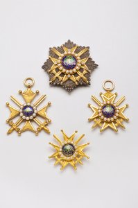Afghanistan - Empire-ordenen Durrani: 1. klasses plade, 2. tredjedel af det 19. århundrede - 1. klasses emblem, 2. tredjedel af 19. århundrede - 1. klasses emblem, 2. tredjedel af det 19. århundrede - 2. klasses brystmærke, 2. århundredes tredjedel af 19.  av Anonymous Anonymous