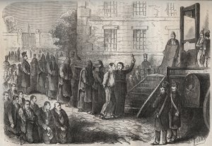 En avrättning i Toulon Bagne på 1800-talet. Gravyr i "Fångarnas historia från deras skapelse till idag" (1877) av Pierre Zaccone (1817-1895) (Colonia Penale - Straffkoloni). Privat samling. av Anonymous Anonymous