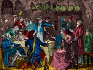 Gripande av kung Ludvig XVI och kungafamiljen i Varennes 1791, gravyr, privat samling av Anonymous Anonymous