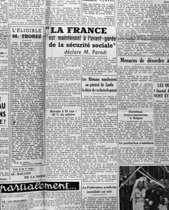 Artikel om social trygghet: "Frankrike ligger nu i framkant av social trygghet säger Mr Parodi" 1945 av Anonymous Anonymous