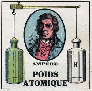 Atomer: Atomvikten av Andre Marie Ampere (1775-1836). Anonym illustration från 1925. Privat samling. av Anonymous Anonymous