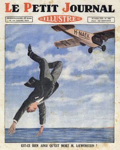 Den belgiske bankiren Alfred Loewenstein dog (1877-1924) när han föll från ett plan i Engelska kanalens vatten den 4 juli 1928, "Le petit journal illustre" av Anonymous Anonymous