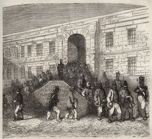 Brests fängelse på 1800-talet. Gravyr i "Fångarnas historia från deras skapelse till idag" (1877) av Pierre Zaccone (1817-1895) (Colonia Penale - Straffkoloni). Privat samling. av Anonymous Anonymous