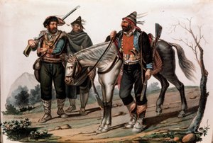 Brigandage i Kalabrien, Italien. 1800-talsgravyr Privat samling av Anonymous Anonymous