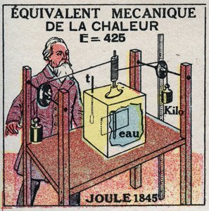 Kalorimetri: mekanisk motsvarighet till värme upptäckt av James Prescott Joule (1818-1889) 1845. Anonym illustration från 1925. Privat samling. av Anonymous Anonymous