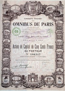 Kapitalandel på 500 franc i Paris omnibus, 1900-talets Coll. Dela med sig av Anonymous Anonymous