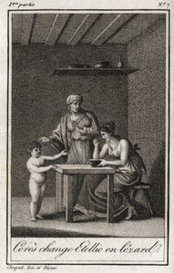 Ceres ändrar Stellion till en lezard. Gravyr från 1819 i "Lettres a Emilie sur la mythologie" av Charles Albert Demoustier (1760-1801). Privat samling. av Anonymous Anonymous