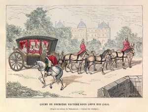 Coche eller första vagn under kung Ludvig XIII (1601 - 1643) - Buss, Ludvig XIII av Frankrikes regeringstid - privat samling av Anonymous Anonymous