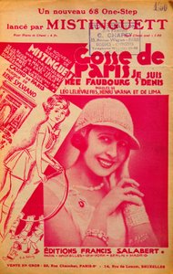 Omslag till partituret "Gosse de Paris"" som sjungs av Mistinguett (Mistinguette) (1875 - 1956), fransk sångare av Anonymous Anonymous