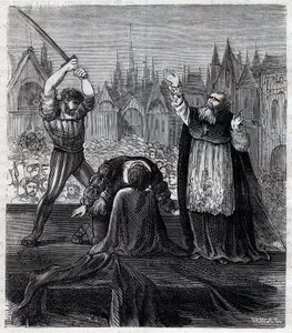 Halshuggning av greve Egmont och Hoorn (1568) i Bryssel under spanskt tyranni i Nederländerna - Fyra tjugoåriga kriget (1568-1648): dekolleringen av Lamoral, greve av Egmont, prins av Gavre (1522-1568), holländsk politiker. Han dömdes i fram av Anonymous Anonymous
