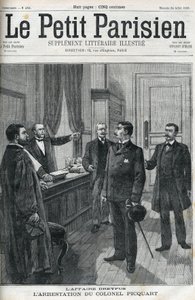Dreyfus-fallet, 1898, arresteringen av överstelöjtnant Georges Picquart (1854-1914). I "le petit Parisien" från 1898. av Anonymous Anonymous