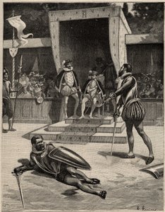 Duell mellan Francois de Vivonne de la Chataigneraie och Guy de Chabot, Baron de Jarnac i Saint Germain en Laye, Frankrike 10 juli av Anonymous Anonymous