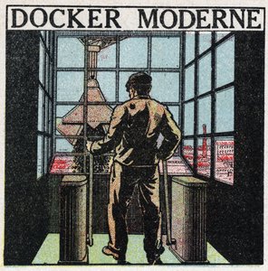 Elverktyg: modern hamnarbetare (1920-talet). Anonym illustration från 1925. Privat samling. av Anonymous Anonymous