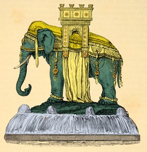 Elefantfontänprojekt på Place de la Bastille, demolie 1840, Gravyr, Privat samling av Anonymous Anonymous
