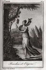 Erigo och Bacchus, gravyr från 1819 i "Letters to Emily on Mythology" av Charles Albert Demoustier (1760-1801). Privat samling. av Anonymous Anonymous