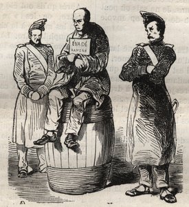 Utställning av en påtvingad undanflykt (Evade återvände) i Toulon-fängelset på 1800-talet. Gravyr i "Fångarnas historia från deras skapelse till idag" (1877) av Pierre Zaccone (1817-1895) (Colonia Penale - Straffkoloni). Privat samling. av Anonymous Anonymous