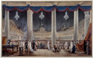 Utställning av industriprodukter på torget i Louvren 1801 Gouache och anonym akvarell. 1801. Paris, Musee Carnavalet av Anonymous Anonymous