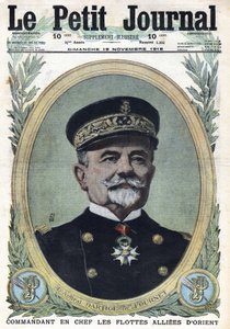 Första världskriget 1914-1918 (kriget 14-18). Porträtt av amiral Dartige du Fournet, överbefälhavare för de allierade flottorna i Orienten. I "" Le Petite Journal"", den 19/11/1916. Privat samling av Anonymous Anonymous