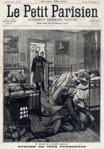 Fem självmord på Avenue Marceau i Paris. I "" Le Peute Parisien"" den 21/11/1897. Privat samling av Anonymous Anonymous
