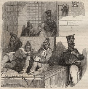 Tvingades vila i Rochefort-fängelset på 1800-talet. Gravyr i "Historia om fängelserna från deras tillkomst till våra dagar" (1877) av Pierre Zaccone (1817-1895) (Colonia Penale - Straffkoloni) av Anonymous Anonymous