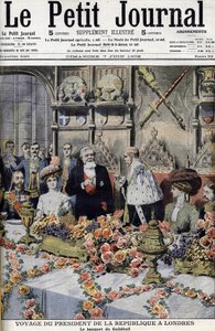 Frankrikes president Armand Fallières (1841-1931), mottagen i London av överborgmästaren, vid en bankett i Guildhall. Le petit Journal, juni 1908 (gravyr) av Anonymous Anonymous