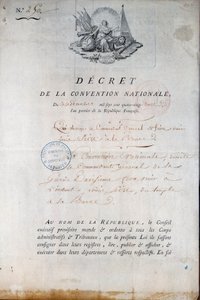 Franska revolutionen: Dekret från konventionen av 1792-11-12 som beordrade nationalgardet att föra kung Ludvig XVI från tempelfängelset till domstolen. Paris. Polisprefekturen av Anonymous Anonymous