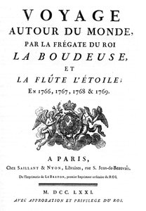 Frontispice från 1771 av boken "Voyage Around the World by the King