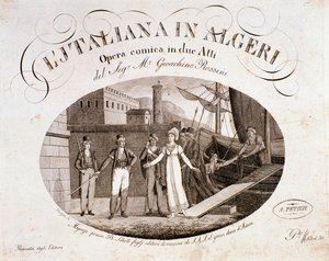 Frontispice av Den italienska flickan i Alger, opera av Gioaccino Rossini av Anonymous Anonymous