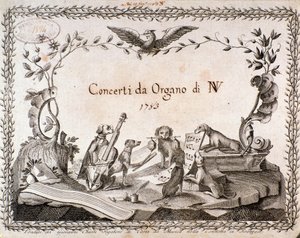 Frontispice av en musikmusik med representation av djur som spelar musikinstrument (1783) av Anonymous Anonymous