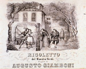 Frontispice av musikaliska partitur av Rigoletto-operan av Giuseppe Verdi av Anonymous Anonymous