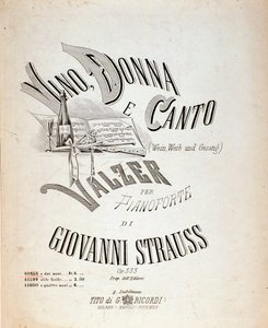 Frontispice av partitur av vin, kvinnor och sånger av Johann Strauss av Anonymous Anonymous