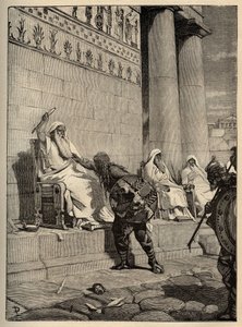 Den galliske ledaren Brennus (Brennos) återvänder till den romerska huvudstaden 390 f.Kr. - Gallerna i Rom - Plundringen av Rom - gravyr 1890 av Anonymous Anonymous