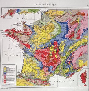 Geografisk karta: Geologiskt Frankrike - Atlas av 1950-talet. av Anonymous Anonymous