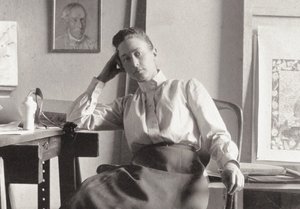 Hilma af Klint in her studio at Hamngatan, Stockholm, c. 1895 (photograph) av Anonymous Anonymous