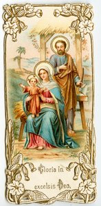 Hellig familie (chromolithography)swed av Anonymous Anonymous