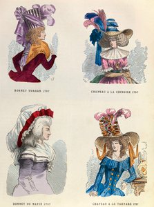 1787 Turbanhatt; Morgonhatt; Kinesisk hatt och tandstenshatt - privat samling av Anonymous Anonymous