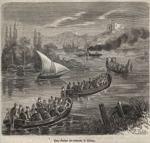 Fängelset i Toulon - en kedja som går ner för Rhône - Gravyr i "Historia om fängelserna från deras skapelse till våra dagar" (1877) av Pierre Zaccone (1817-1895) (Colonia Penale - straffkoloni) av Anonymous Anonymous