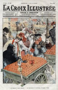 De orange köpmännen (La valence) i Paris 1905 - omslag till "La-Croix-Illustree"" från 1905 av Anonymous Anonymous