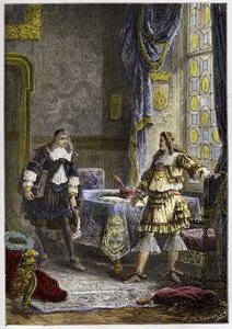 Ludvig XIV avskedar Nicolas Fouquet - Ludvig XIV avskedar finansintendenten Nicolas Fouquet - gravyr från "" L