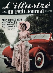 Lynne Lassal Miss France 1936 vid bileleganstävlingen. En av tidningarna "" L