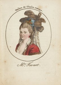Madame Justine Favart (1727-1772) par Anonym, sent 1700-tal. - Kopparstick, akvarell - Privat samling av Anonymous Anonymous