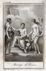 Äktenskap mellan Mars och Venus. Gravyr från 1819 i "Lettres a Emilie sur la mythologie" av Charles Albert Demoustier (1760-1801). Privat samling. av Anonymous Anonymous