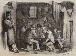 Måltid för de dömda i Rochefort-fängelset på 1800-talet. Gravyr i "Fångarnas historia från deras skapelse till idag" (1877) av Pierre Zaccone (1817-1895) (Colonia Penale - Straffkoloni). Privat samling. av Anonymous Anonymous