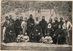 Monsignor Daniel Comboni (1831-1881) och missionärerna reste med honom från Kairo till Khartoum den 26 januari av Anonymous Anonymous