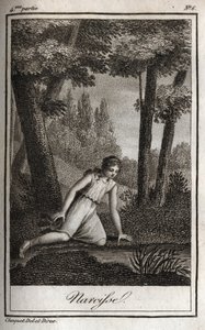Narcisse överväger sin reflektion (Narciso) Gravyr från 1819 i "Lettres a Emilie sur la mythologie"" av Charles Albert Demoustier (1760-1801). Privat samling. av Anonymous Anonymous