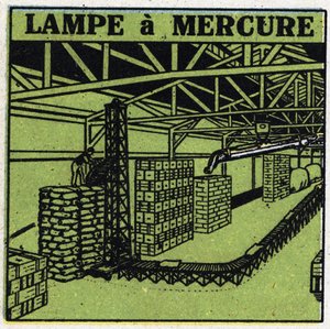 Nya gasegenskaper: kvicksilverlampa. Anonym illustration av 1925. Privat samling. av Anonymous Anonymous