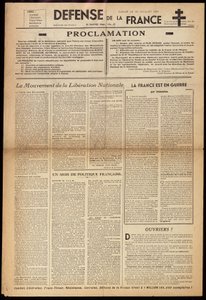 En av de hemliga tidningarna "" Défense de France"" av 15/01/1944 av Anonymous Anonymous