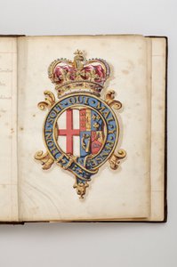 Strumpebandsorden: Stadgbok som tillhörde Charles Fitzroy, hertig av Grafton - Hanovrianernas kungliga vapen från 1714 till 1801 (akvarellmanuskript, början 1700-talet) av Anonymous Anonymous